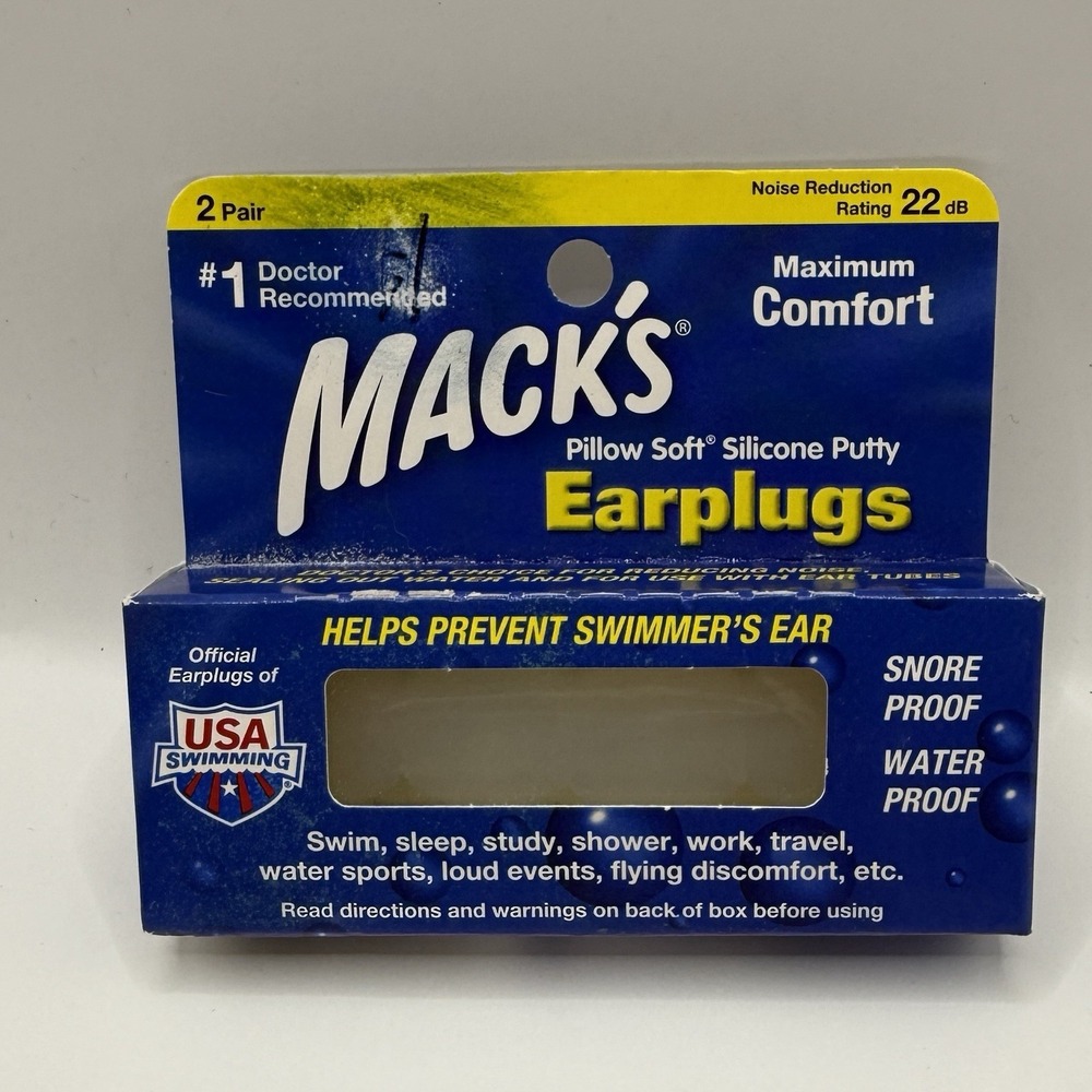 Mack's‎ Pillow Soft Silicone Earplugs Maximum Comfort Snore Proof 2 Pair 2 Pack